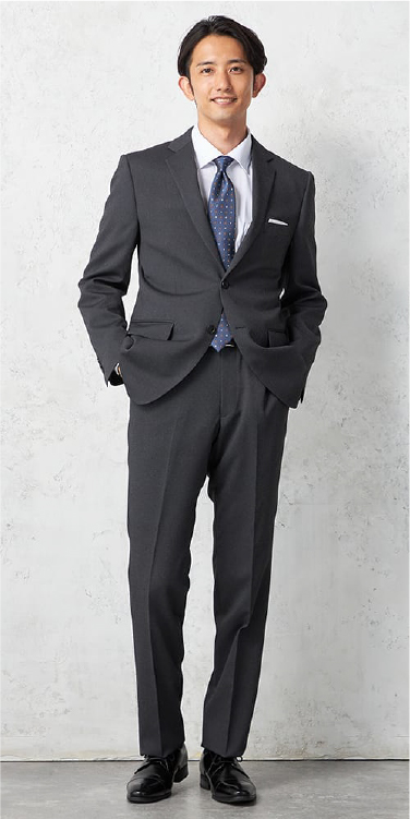 上下セットアップスーツ ２つボタン 小柄 M.グレー