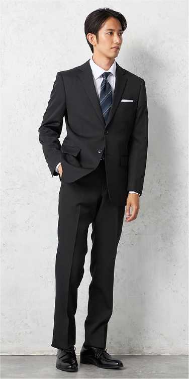 上下セットアップスーツ ２つボタン ストライプ ブラック