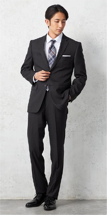 上下セットアップスーツ ２つボタン ジオメトリック ブラック