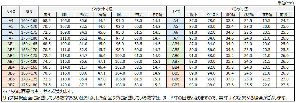 サイズチャート