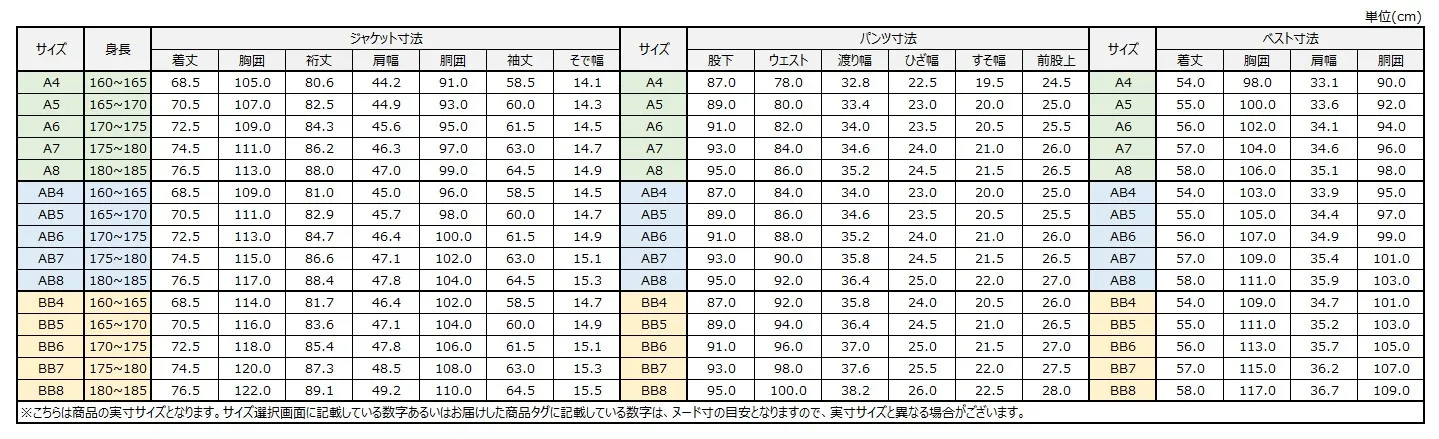 サイズチャート