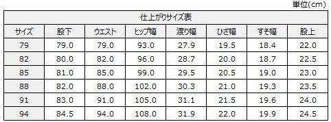 サイズチャート