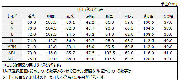 サイズチャート