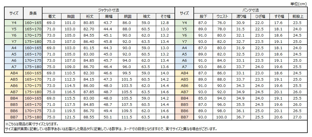 サイズチャート
