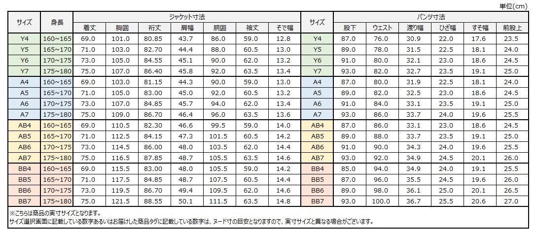 サイズチャート