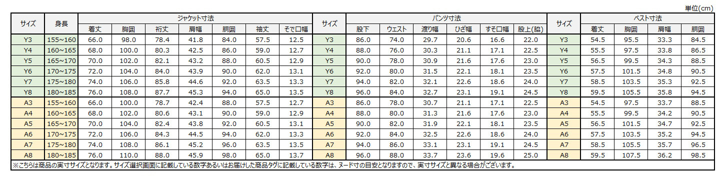 サイズチャート