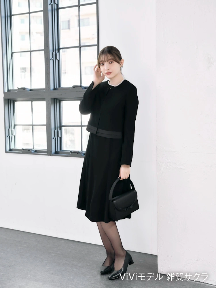 【フォーマル2点セット】ジャケット/ワンピースアンサンブルウォッシャブルストレッチ無地ViVi通年【レディース】