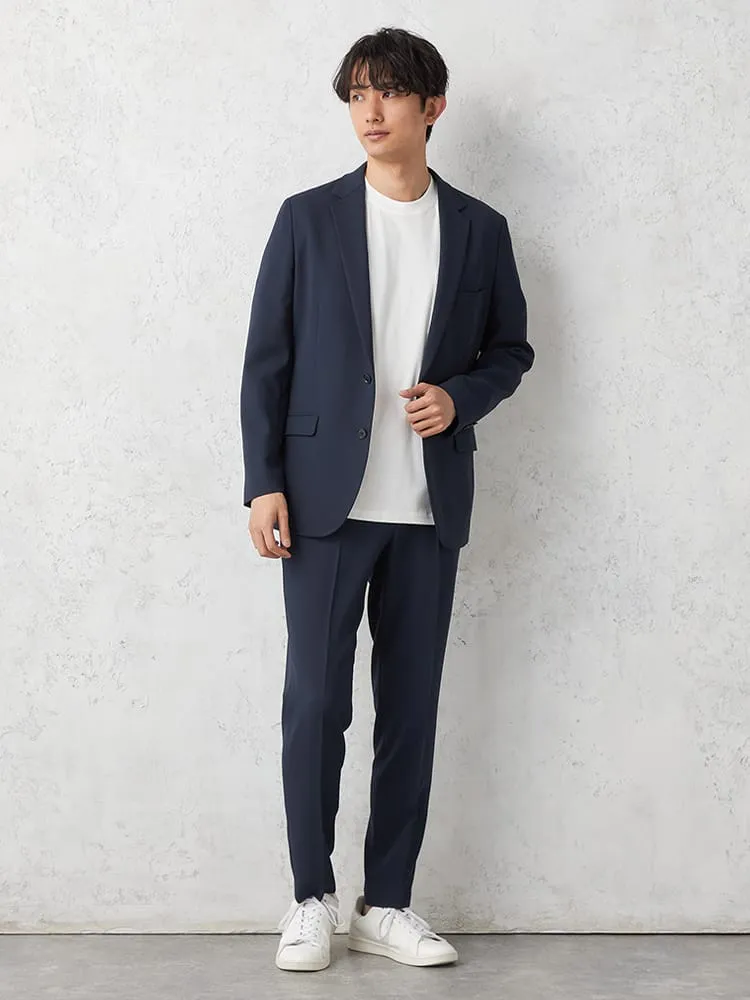 【即納】裾上げ不要上下セットアップTOKYORUNウォッシャブルストレッチブレスエフェクト生地背抜き2ボタンジャケットウエストシャーリングノータックパンツ春夏