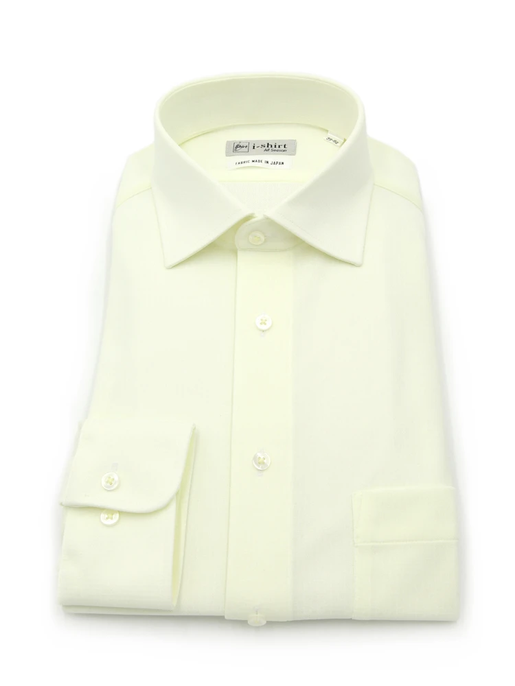 【完全ノーアイロン】長袖アイシャツセミワイドストレッチ防汚加工織柄無地ワイシャツi-shirt通年