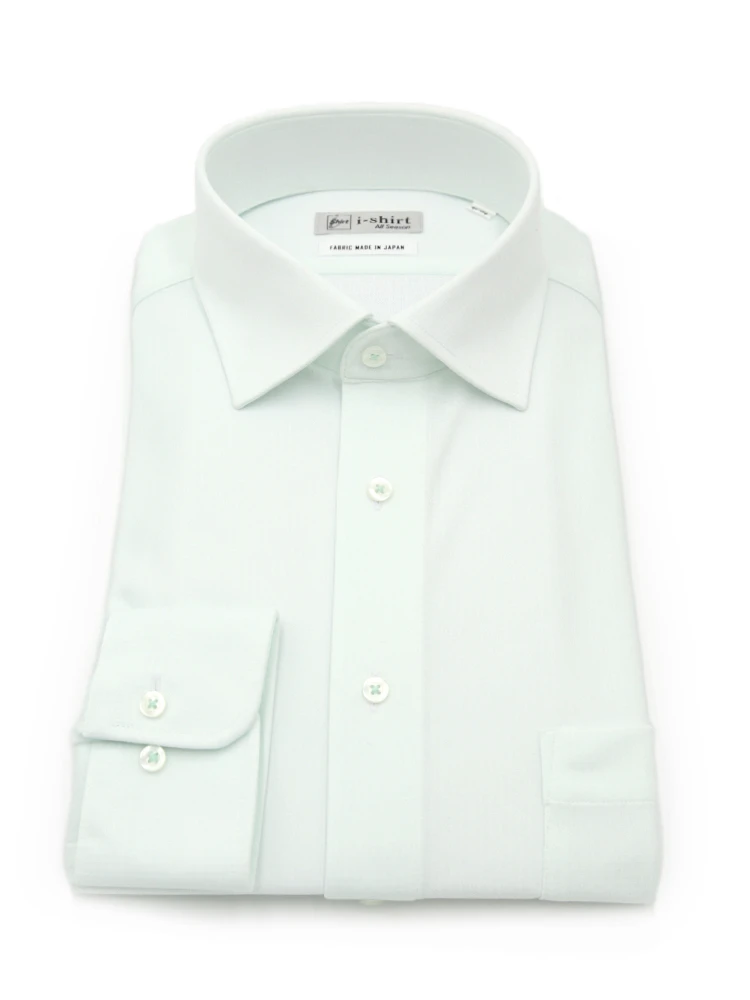 【完全ノーアイロン】長袖アイシャツセミワイドストレッチ防汚加工織柄無地ワイシャツi-shirt通年