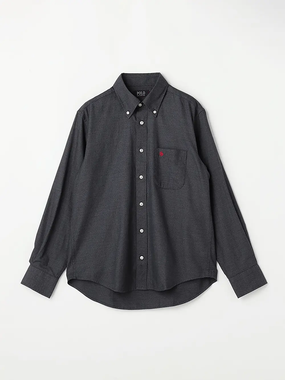【POLOBCS】デニムライクボタンダウンカジュアルインナーシャツ長袖織柄無地通年