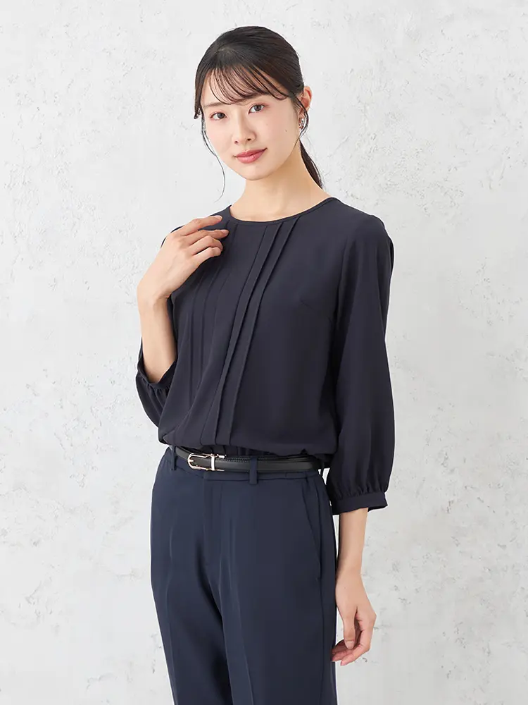 【SOFFICE】ピンタックブラウスニットカットソー通年