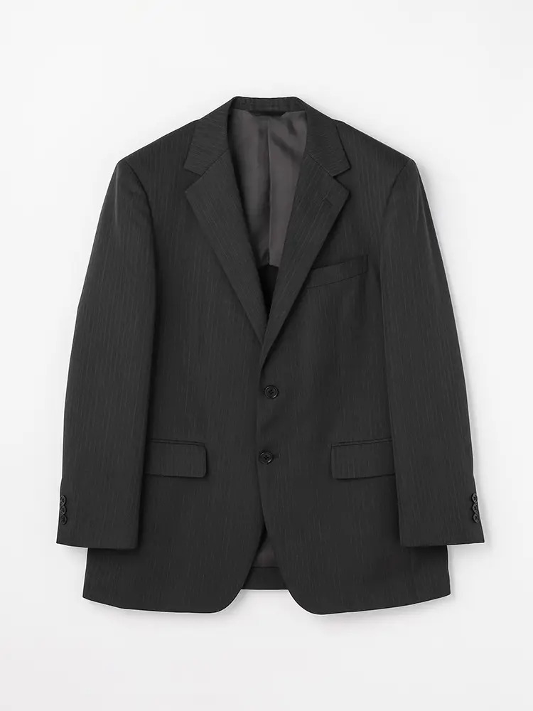 【ハントレークラブ】上下ウォッシャブルスーツ2つボタンストライプワンタックハントレークラブ通年