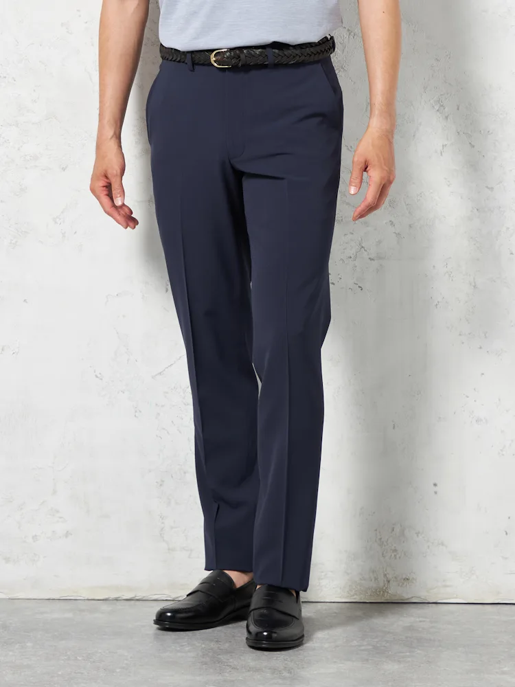 【ストレッチ】スマビズパンツノータックスリムシルエットウォッシャブルイージーケアスラックス