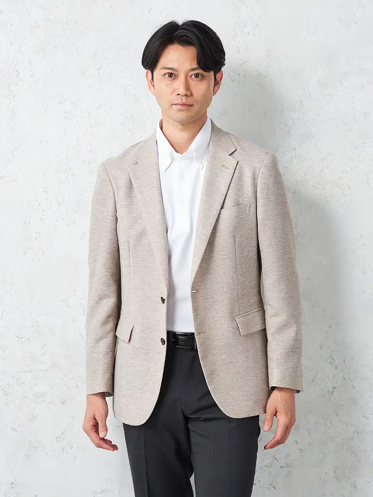 【リッケンバッカー】カラミ織ジャケット２つボタンウォッシャブル通気性春夏