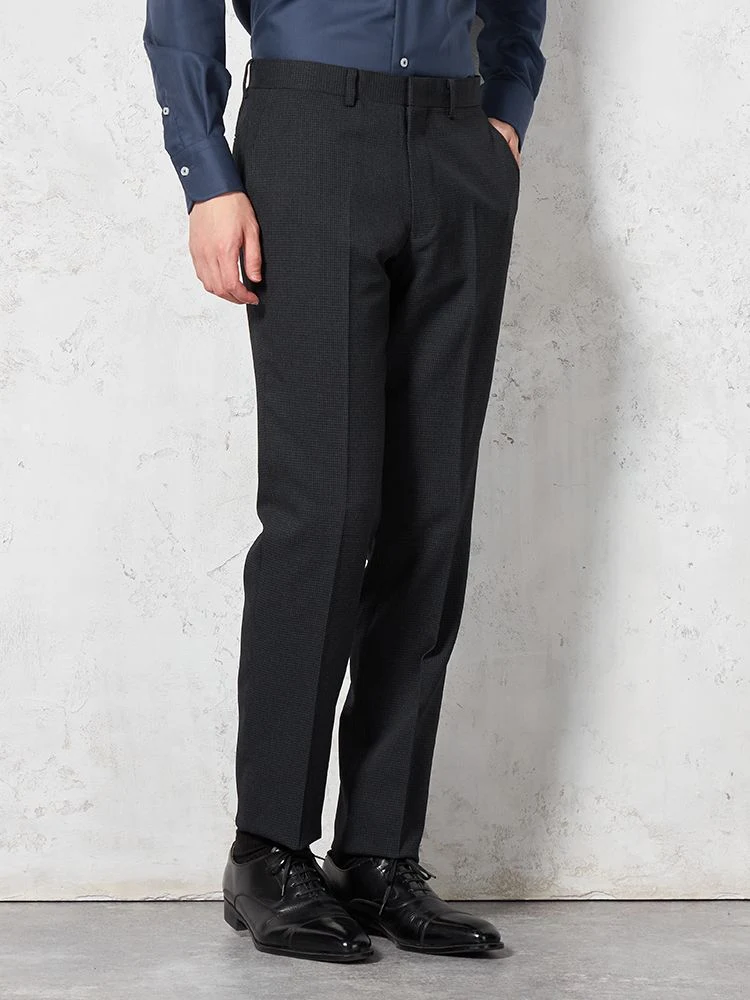 【ウォッシャブル】パンツノータックウールライクスラックス千鳥格子フュージョンクラブ秋冬