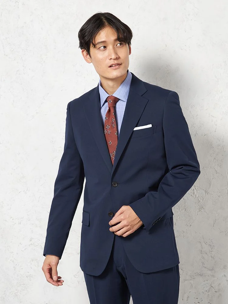 【上下ウォッシャブル】スーツ2つボタン【i-Suit-アイスーツ-】ストレッチ軽量マイクロチェックリッケンバッカー春夏