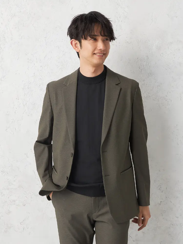 【ｉ－Ｊａｃｋｅｔ】アイシリーズ木柄セットアップジャケット２つボタン形態安定ストレッチ軽量ウォッシャブル通年