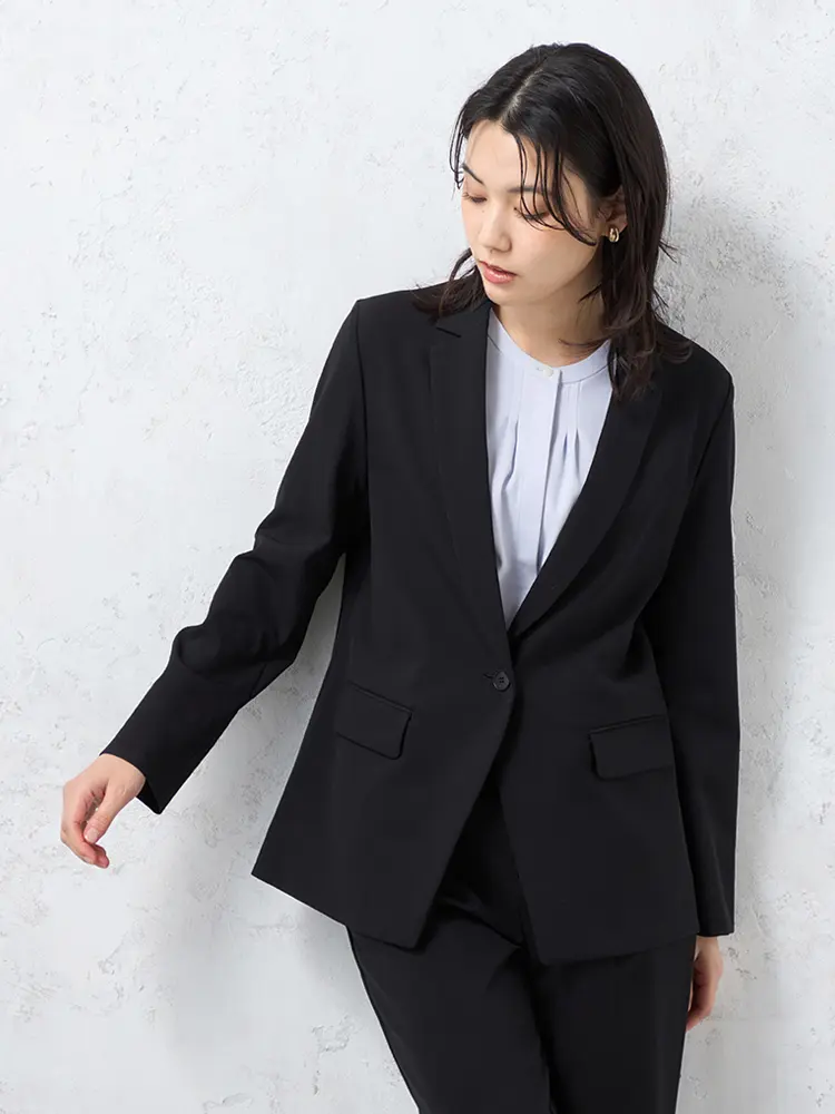 【INDIVI】キャリーマンツイル2WAYストレッチ1つボタンジャケット長袖布帛ウォッシャブル通年【レディース】