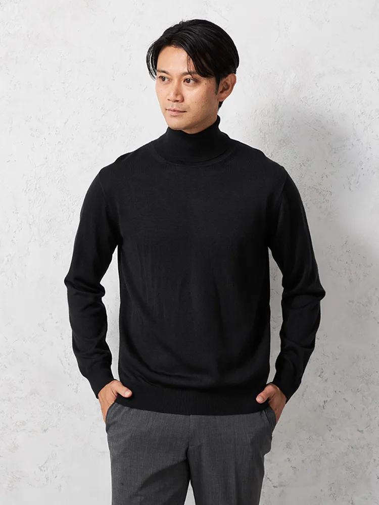 【リッケンバッカー】無地天竺タートルネックセーターカジュアルインナーニット長袖保温秋冬