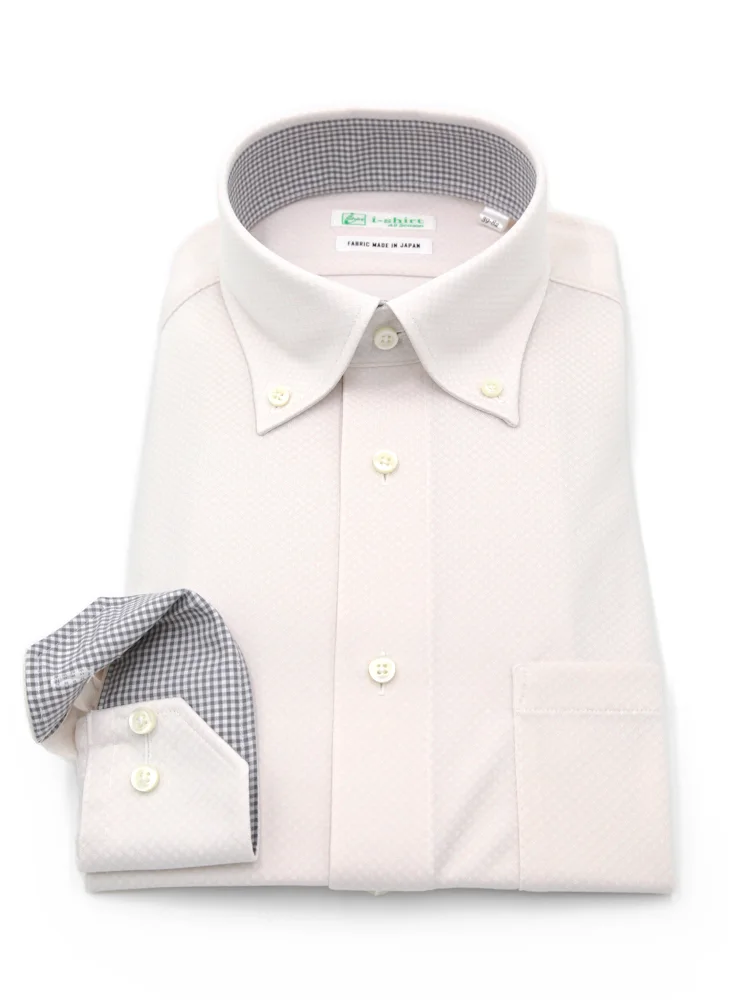 【ECOi-shirt】完全ノーアイロン長袖ボタンダウンエコセンサーダイヤギンガムワイシャツ通年
