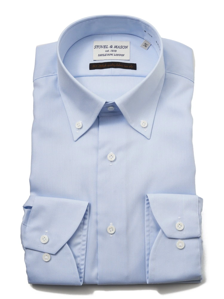 【綿100％】長袖ワイシャツボタンダウン形態安定加工無地STOVEL＆MASON通年