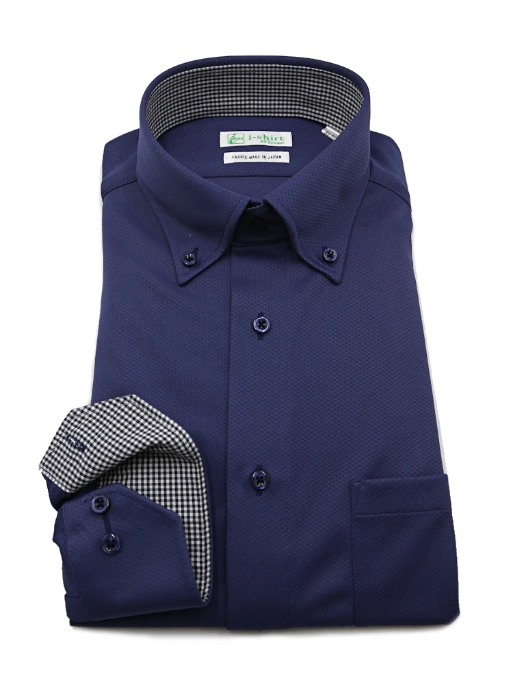 【ECOi-shirt】完全ノーアイロン長袖ボタンダウンエコセンサーマイクロチェックワイシャツ通年