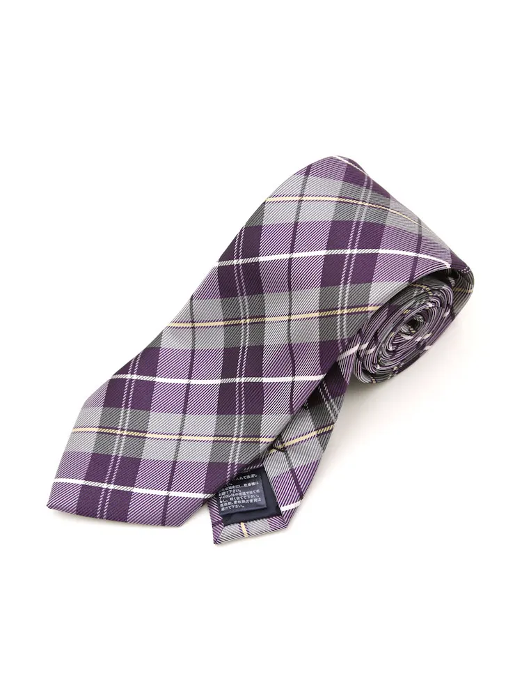 【ウォッシャブル】エコペットネクタイレギュラー再生繊維使用チェックハントレークラブ通年