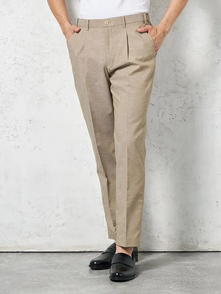 【綿麻混素材】パンツワンタックストレッチ【セットアップ商品有】リッケンバッカーブラック春夏