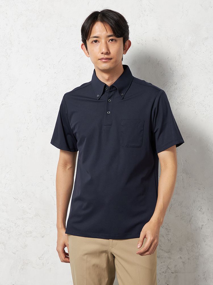 【接触冷感】半袖ビズポロシャツボタンダウン無地TOKYORUN春夏