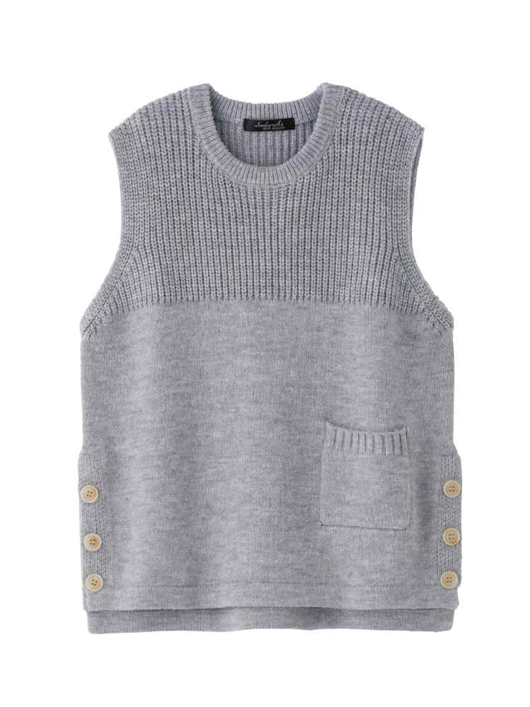 【WEB限定】【秋冬】前身頃切替ポケ付ベスト／レディース／婦人用／シニア／高齢者／重ね着／おしゃれ／お出かけ【CF】