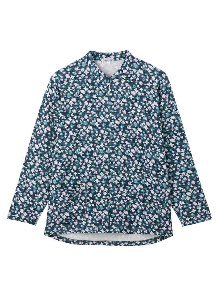 【前開き】【秋冬】ロングファスナーＴシャツ13／婦人用／レディース／高齢者／シニア／ゆったり／のびのび／洗濯機OK／後ろ長め／名前記入欄付／ギフト／プレゼント【CF】