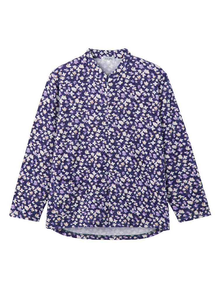 【前開き】【秋冬】ロングファスナーＴシャツ13／婦人用／レディース／高齢者／シニア／ゆったり／のびのび／洗濯機OK／後ろ長め／名前記入欄付／ギフト／プレゼント【CF】