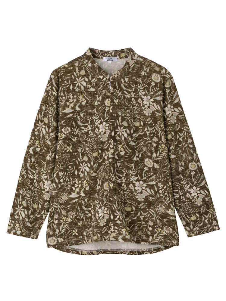 【前開き】【秋冬】ロングファスナーＴシャツ16／婦人用／レディース／高齢者／シニア／後ろ長め／洗濯機OK／ゆったり／名前記入欄付／ギフト／プレゼント【CF】