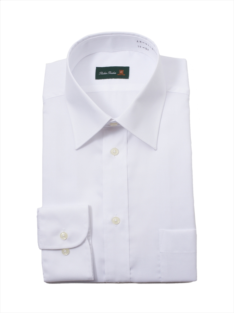【形態安定】長袖 ワイシャツ レギュラー 白無地 定番 リッケンバッカー 通年【冠婚葬祭/リクルート使用可】