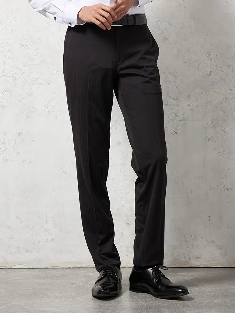【i-Pants-アイパンツ-】バイオセンサー生地使用【スリムタイプ】接触冷感 高通気 ノータック シャドウストライプ スラックス nero 春夏